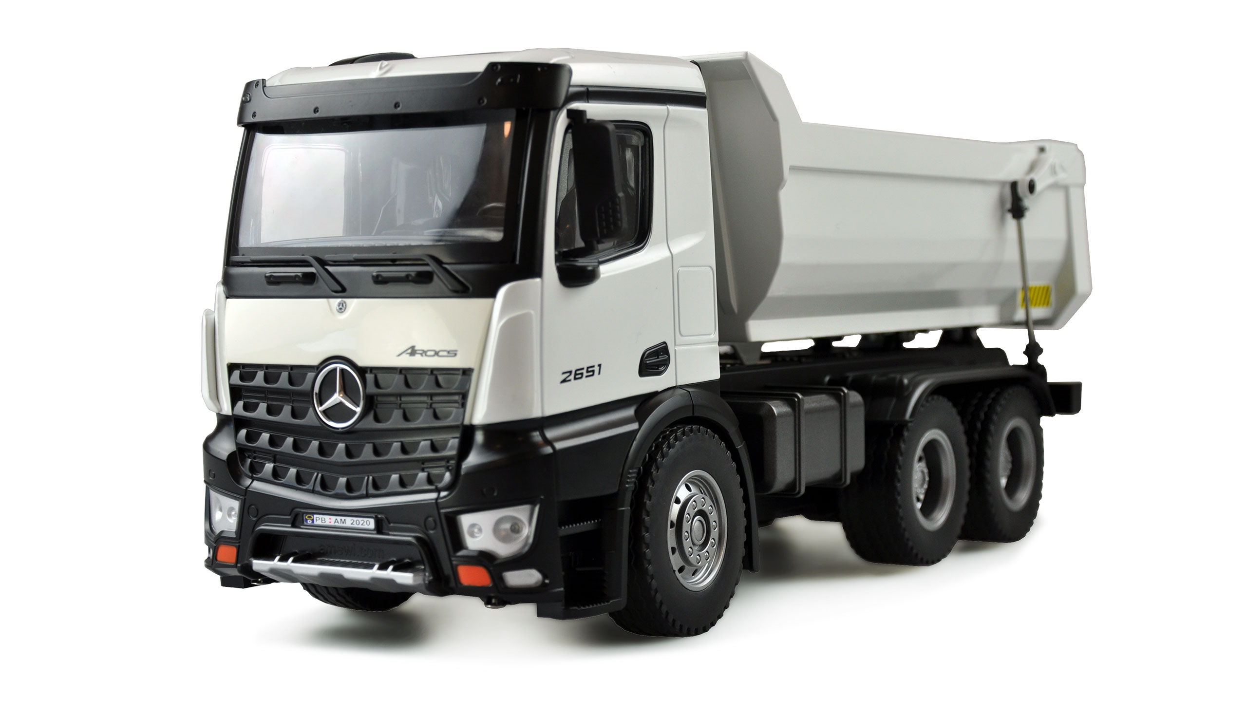 AMEWI 22413 Mercedes-Benz Arocs Lkw Kipper PRO Metall V2 RTR weiß