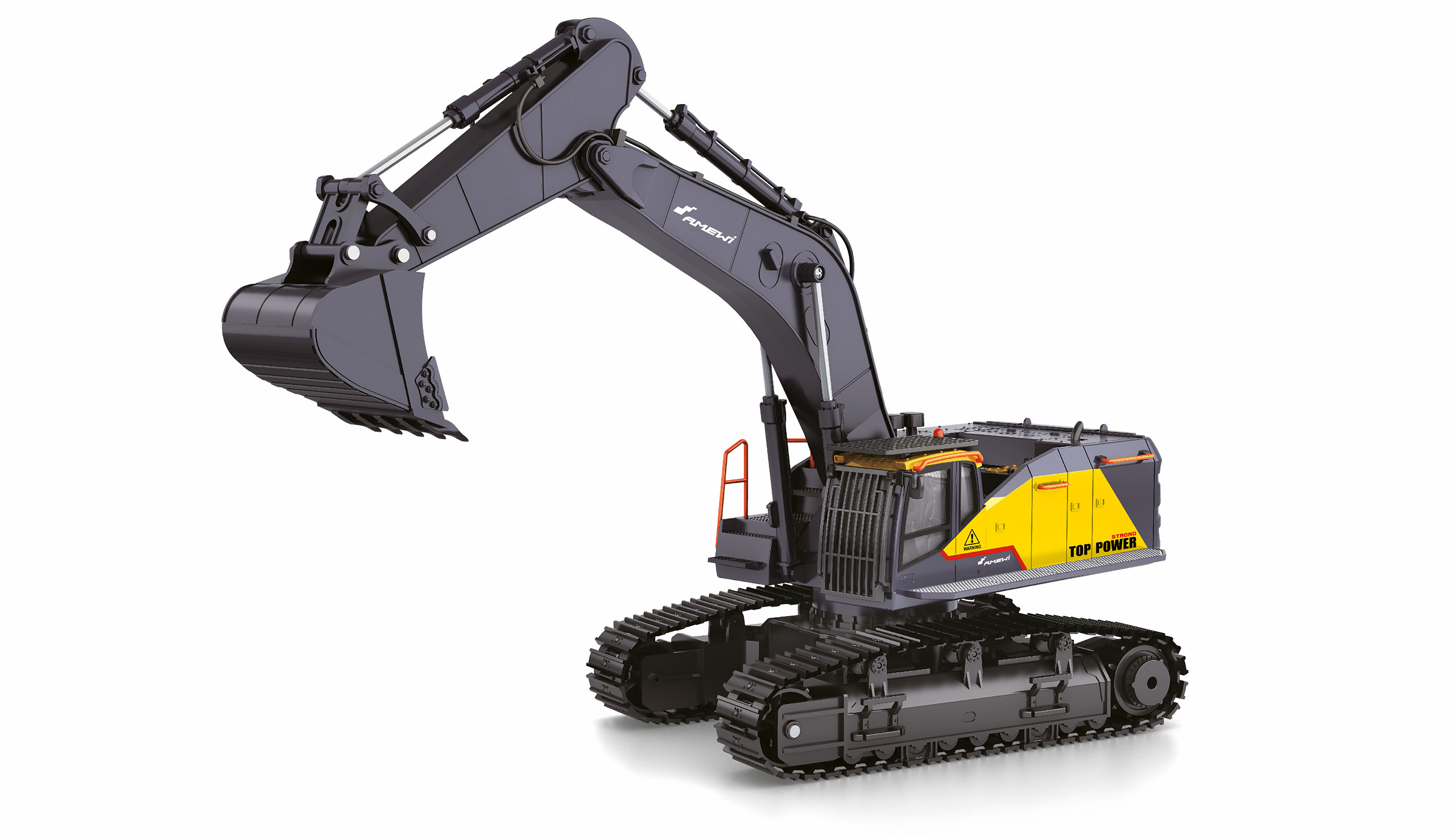 AMEWI 22431 ACV730 Raupenbagger 1:14 RTR anthrazit/gelb