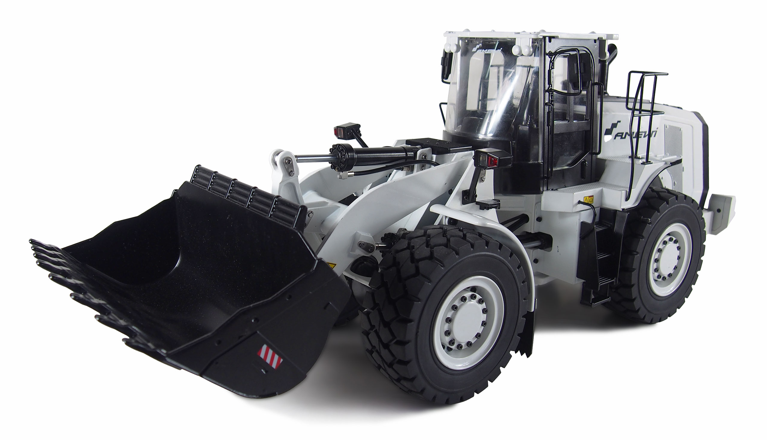 AMEWI 22541 Hydraulik-Radlader G921H Vollmetall 1:16, RTR, weiß
