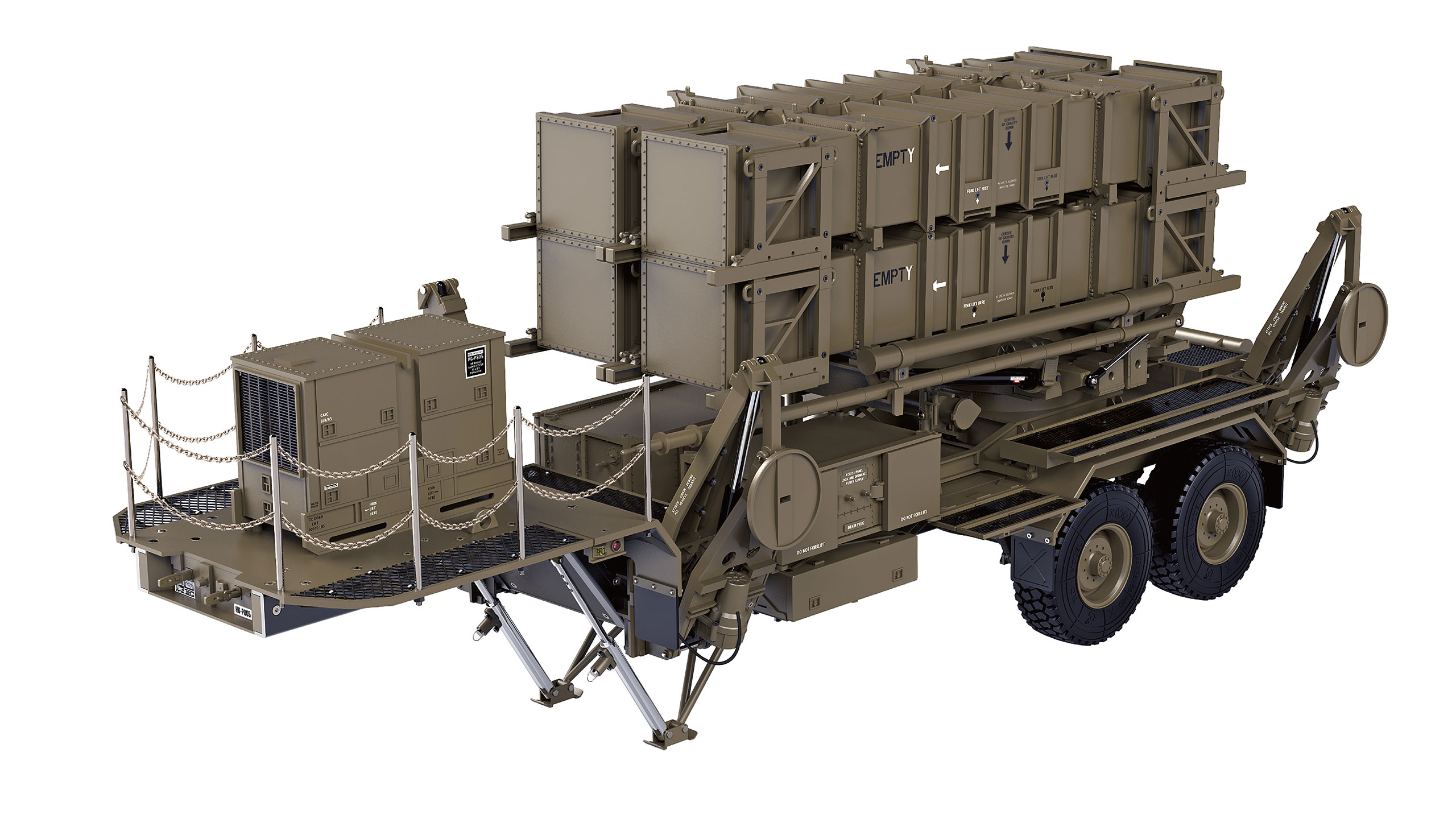 AMEWI 22563 U.S. M747 Sattelauflieger Raketenwerfer 1:12 KIT grün