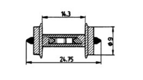 Roco 40187 Radsatz 9mm f.Besetztmeld. 1 P