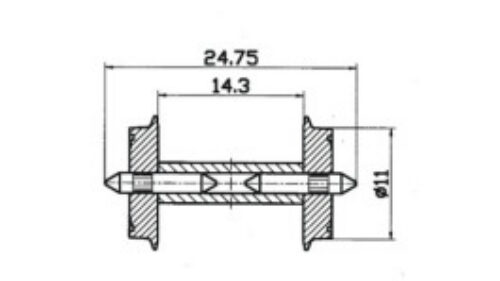 Roco 40192 Radsatz 11mm get. Achse 1 Pa