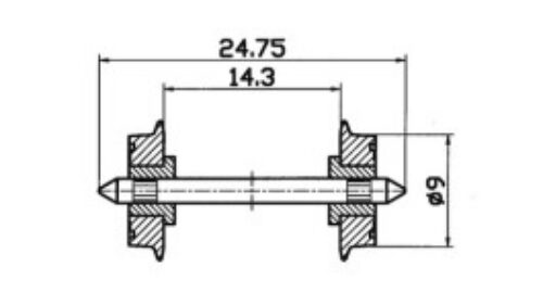 Roco 40197 Radsatz 2fach isoliert 9mm 1 P
