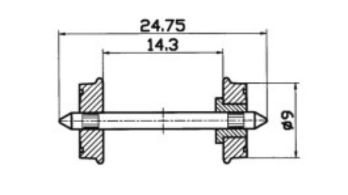 Roco 40266 Radsatz isol. RP25 9mm 1 Pa