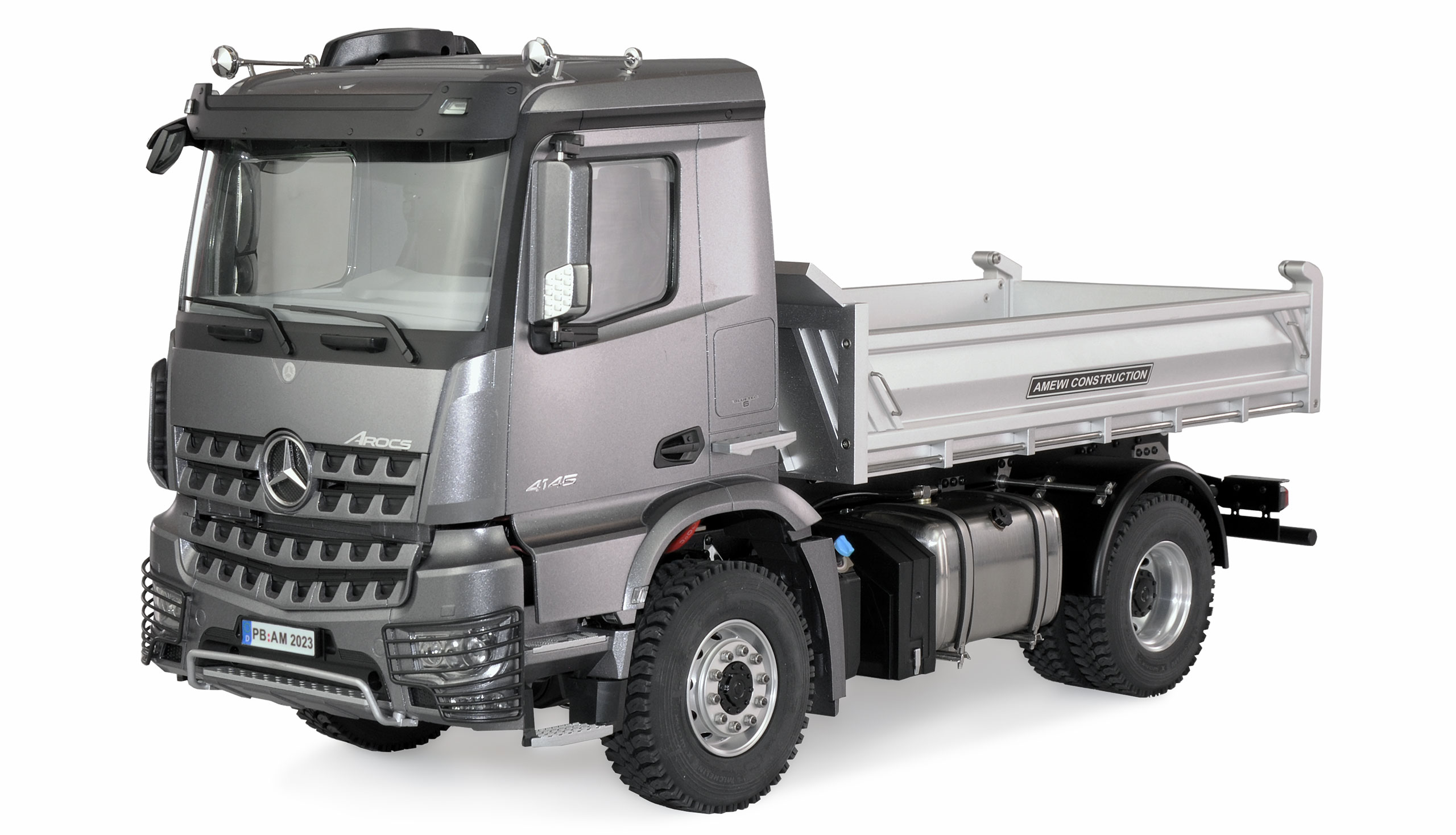 AMEWI 22611 Mercedes-Benz Arocs Hydraulik Muldenkipper Pro 4x4 1:14 RTR grau