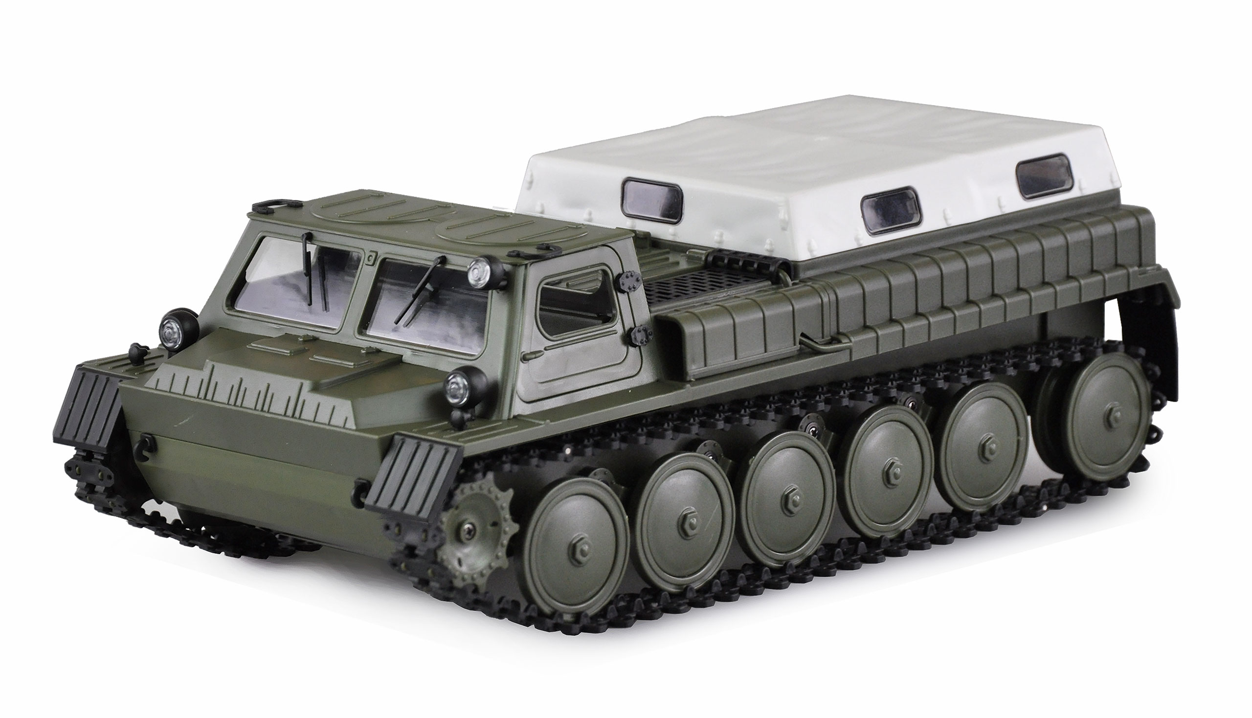 AMEWI 22617 Gepanzertes Kettenfahrzeug 1:16 RTR olivgrün/weiß
