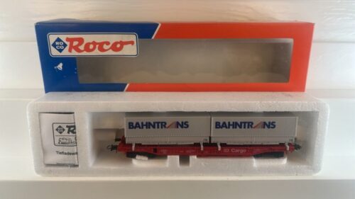 Roco 46584 DB Cargo Taschenwagen balden mit BAHNTRANS Wechselladern