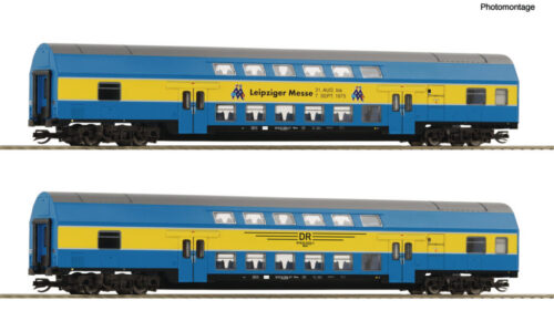 Roco 6280091 2er Set Doppelstockwagen DR "Messe Leipzig"