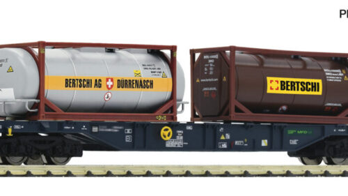 Fleischmann 6660177 Containertragwagen Sgns MFD Rail + Bertschi Tankcontainer